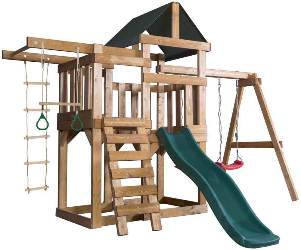 Игровая площадка для улицы и дачи Babygarden Play 5 - темно-зеленый, игровой комплекс для детей, с горкой #1