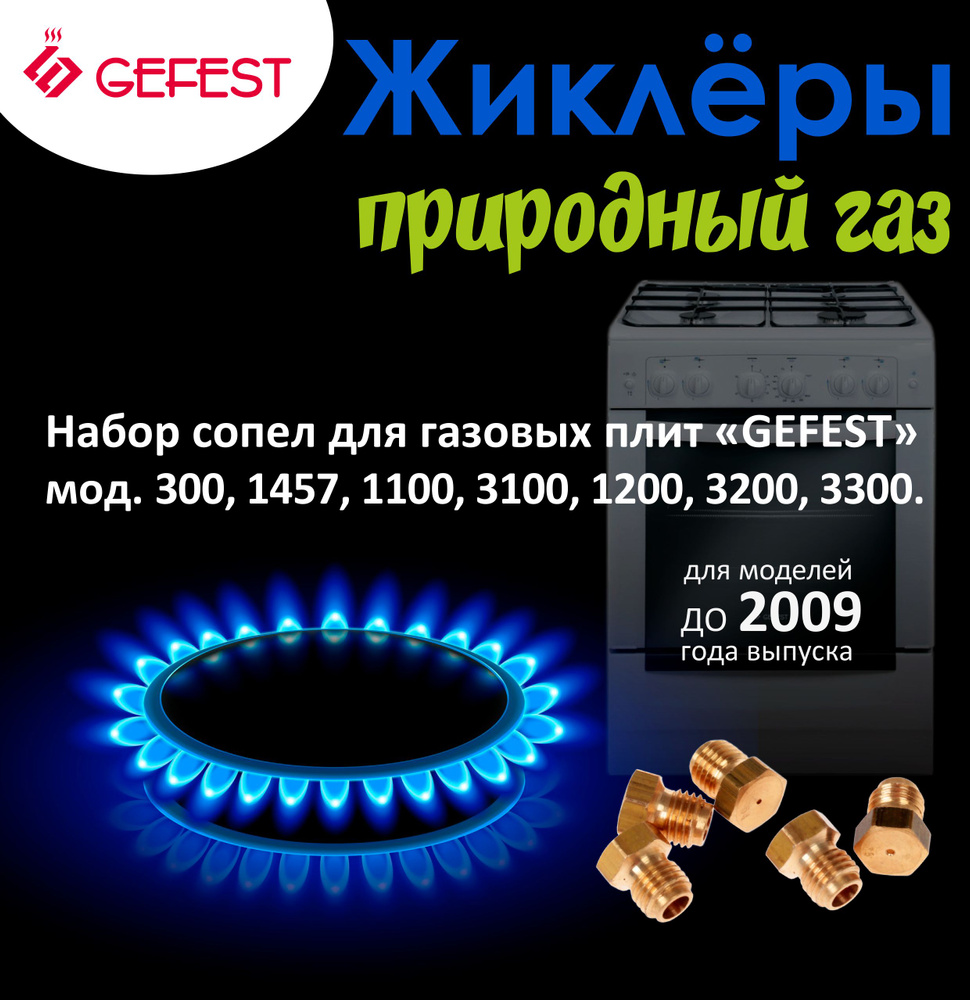 Комплект жиклеров (сопел) ПГ "GEFEST" м.1457, 300, 1100, 1200, 3100, 3200, 3300 (до 07.2009), М6*1 (прир. #1