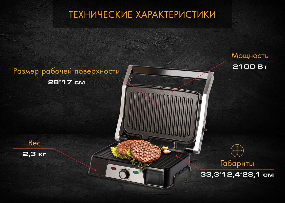 Электрический пресс-гриль GRILLMASTER 220