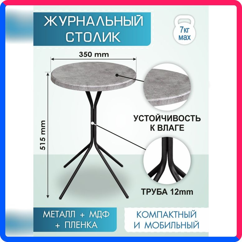 Купить по выгодной цене Журнальный столик Мебелик SHT-CT12-1 лофт медь/чёрный муар с доставкой