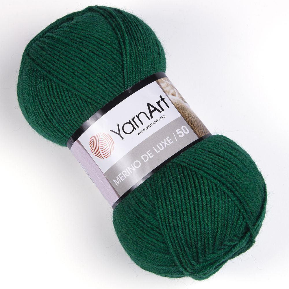 ПряжадляручноговязанияMERINODELUXE50(YarnArt)-338(зеленый),50%шерсть50%акрил,(100г,280м),вупаковке5мотков