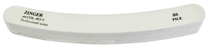 Zinger/ Пилка (COL-403-9(80)) бумеранг для искусственных ногтей (5шт), белая/ Для маникюра/ Пилочка для #1