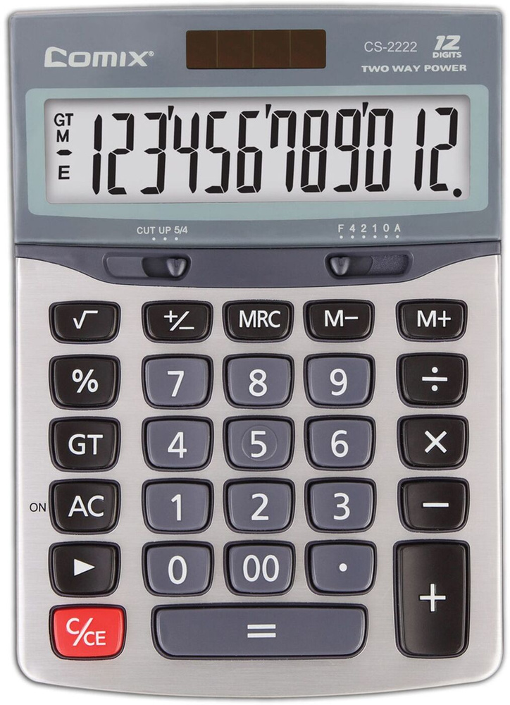Калькулятор настольный Comix, 12 разрядный, CS-2222, серый металлик  #1