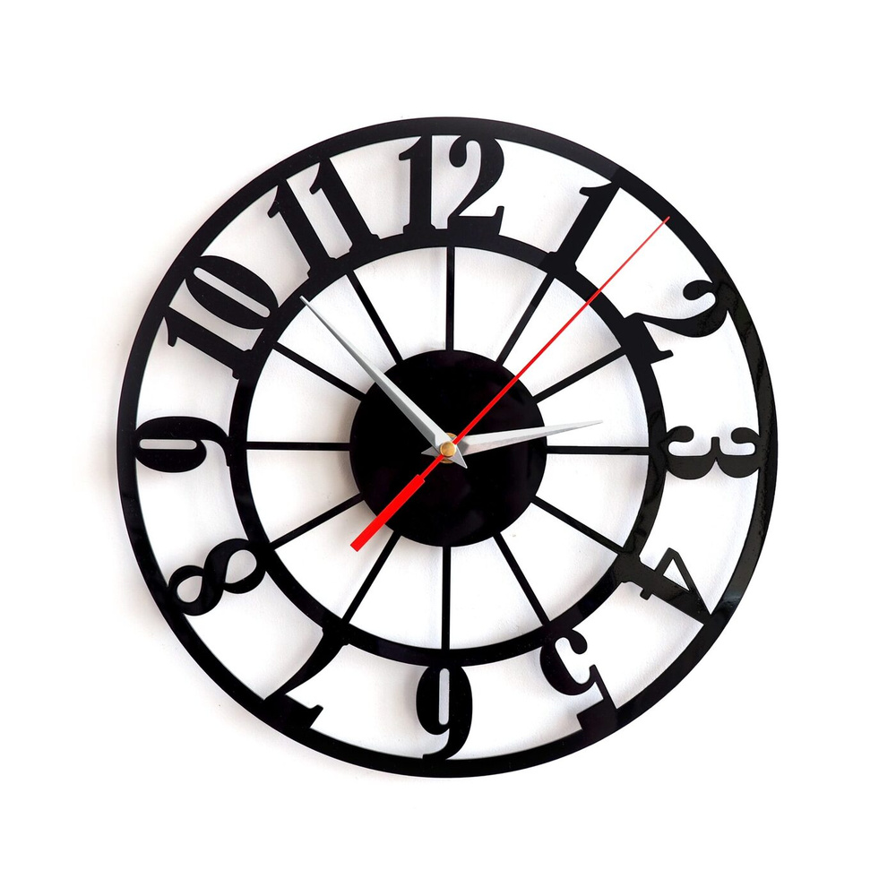 Настенные часы Roomton Лофт, 30 см, черные, интерьерные, бесшумные, на стену  #1