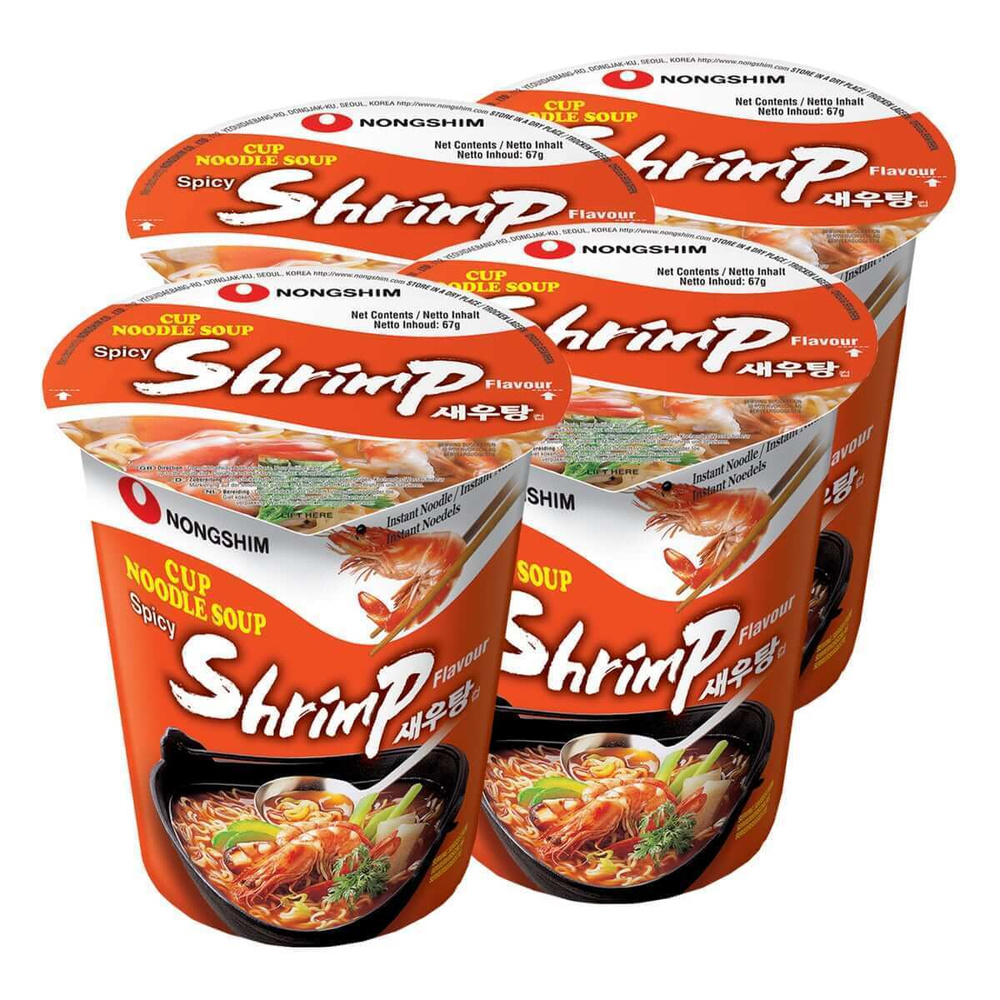 Лапша быстрого приготовления креветочная Nongshim, стакан 67 г х 4 шт  #1