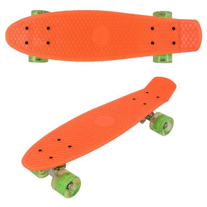 Скейтборд Fish Skateboards 22" Оранжевый/LED/светятся колеса/пенниборд/круизер/56 см  #1