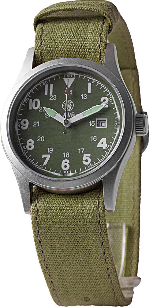 Часы мужские наручные армейские Smith & Wesson Military Watch оливковый циферблат, подарочный набор, #1