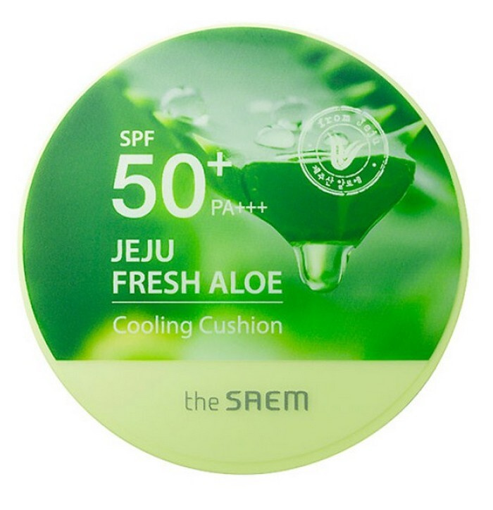 The Saem Кушон солнцезащитный охлаждающий Jeju Fresh Aloe Cooling Cushion Natural Baige Spf 50+Pa+++ #1