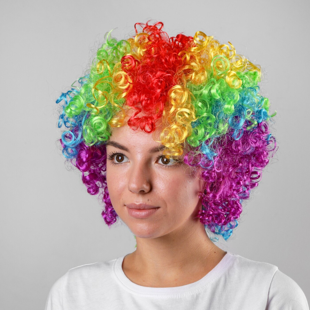 Карнавальный парик "Объём", цветные кудри, 120 г #1