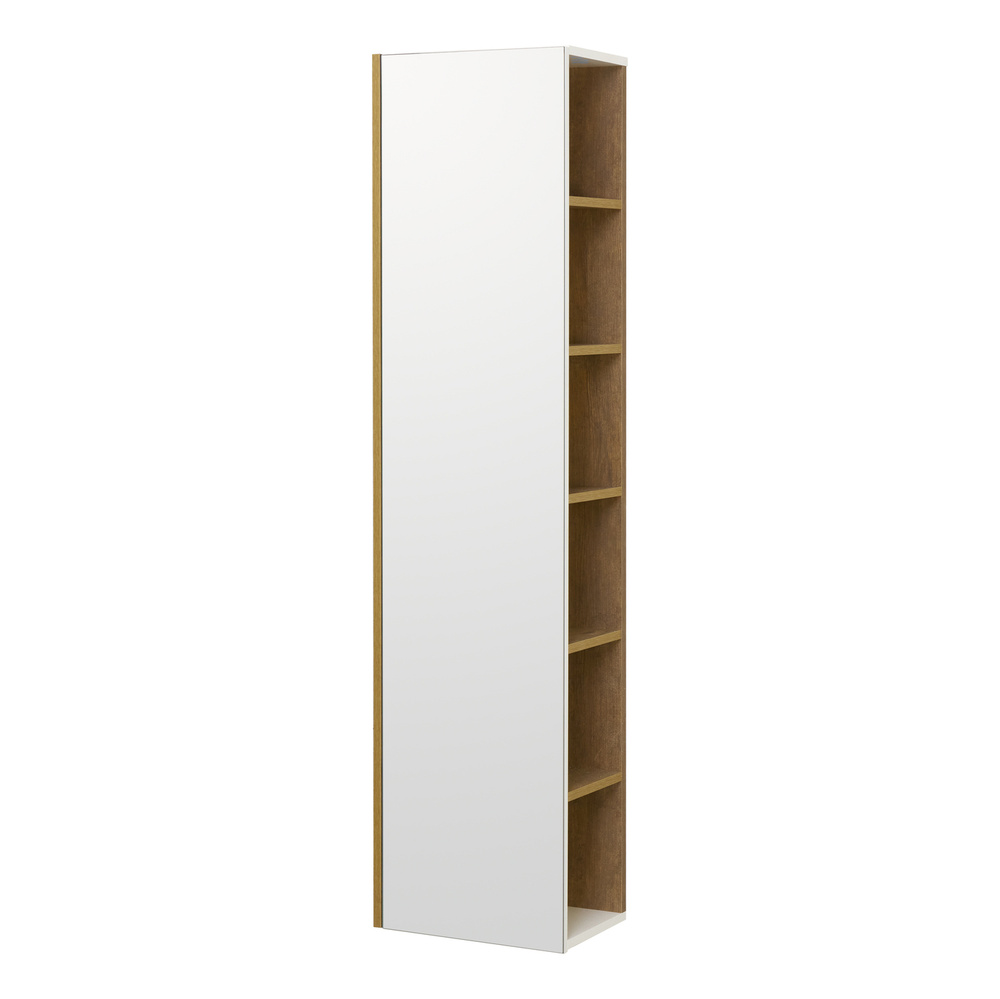 Шкаф - колонна AQUATON Сканди с зеркалом белый, дуб рустикальный 1A253403SDZ90  #1