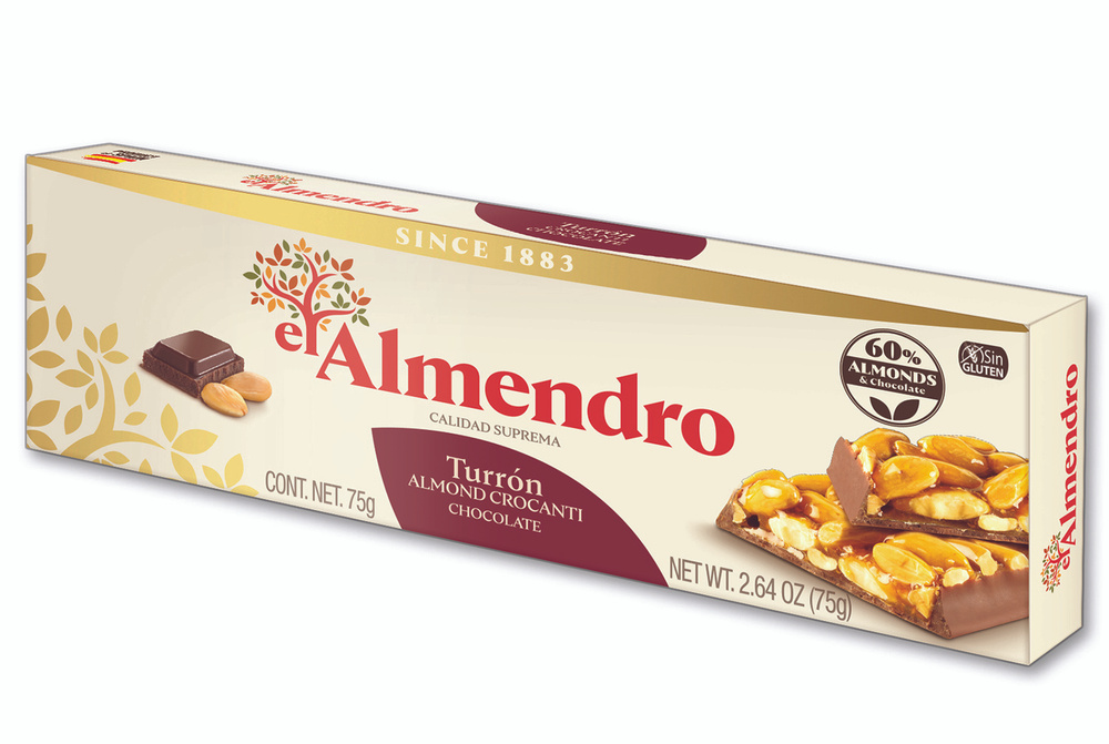 Хрустящий миндальный туррон с шоколадом El Almendro Crocanti chocolate Turron 75g  #1