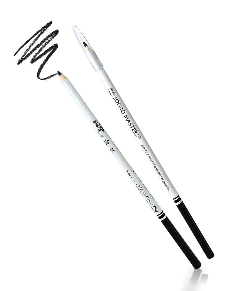 Ультратонкий карандаш для бровей  Soffio Masters  Р-08 01 Черный #1