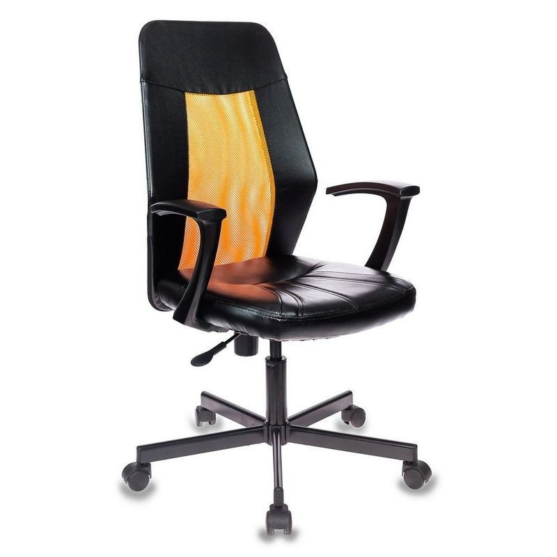 Кресло Easy Chair кожзам, черный, сетка оранжевая #1