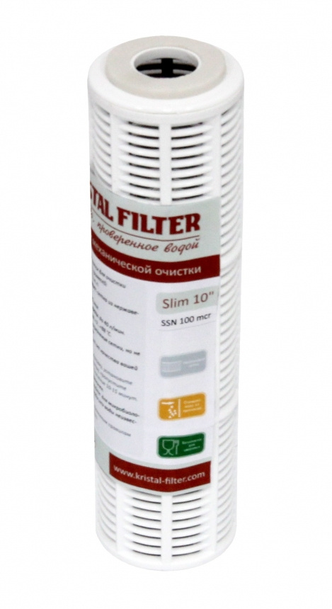 Картридж Kristal Filter Slim 10" SSN 100mcr, нержавеющая сетка, от не растворенных примесей  #1