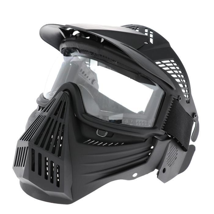Очки-маска для езды на мототехнике, разборные, визор прозрачный, козырек, цвет черный  #1