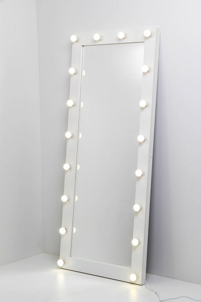 Зеркало с лампочками в полный рост БЕЛОЕ, 175-75см #1