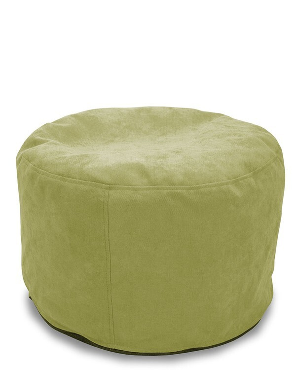 Бескаркасный круглый пуфик-столик Кардинал Green из мягкого мебельного шенилла  #1