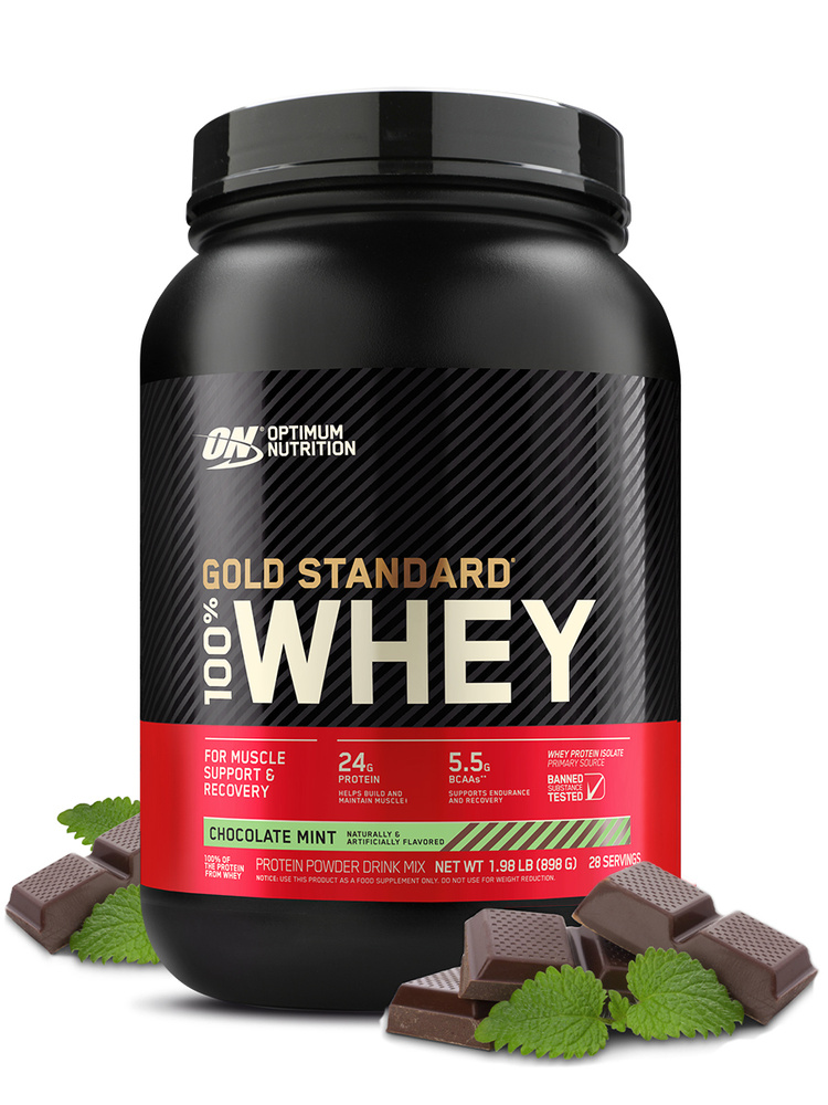 Сывороточный протеин Optimum Nutrition Gold Standard 100% Whey 898 гр Шоколадно-мятный  #1