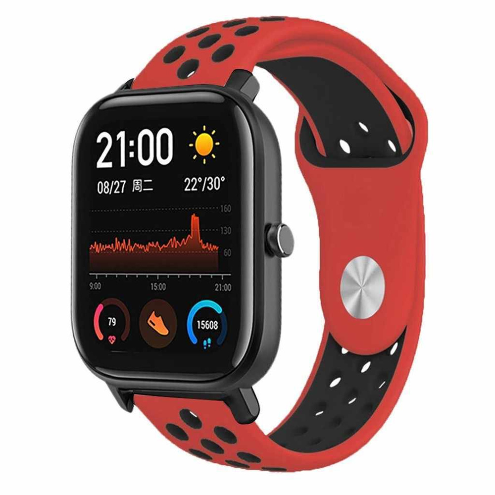 Силиконовый ремешок для часов Apple Watch 38/40/41 мм красный/черный (№11) / Ремешок на часы эпл вотч #1