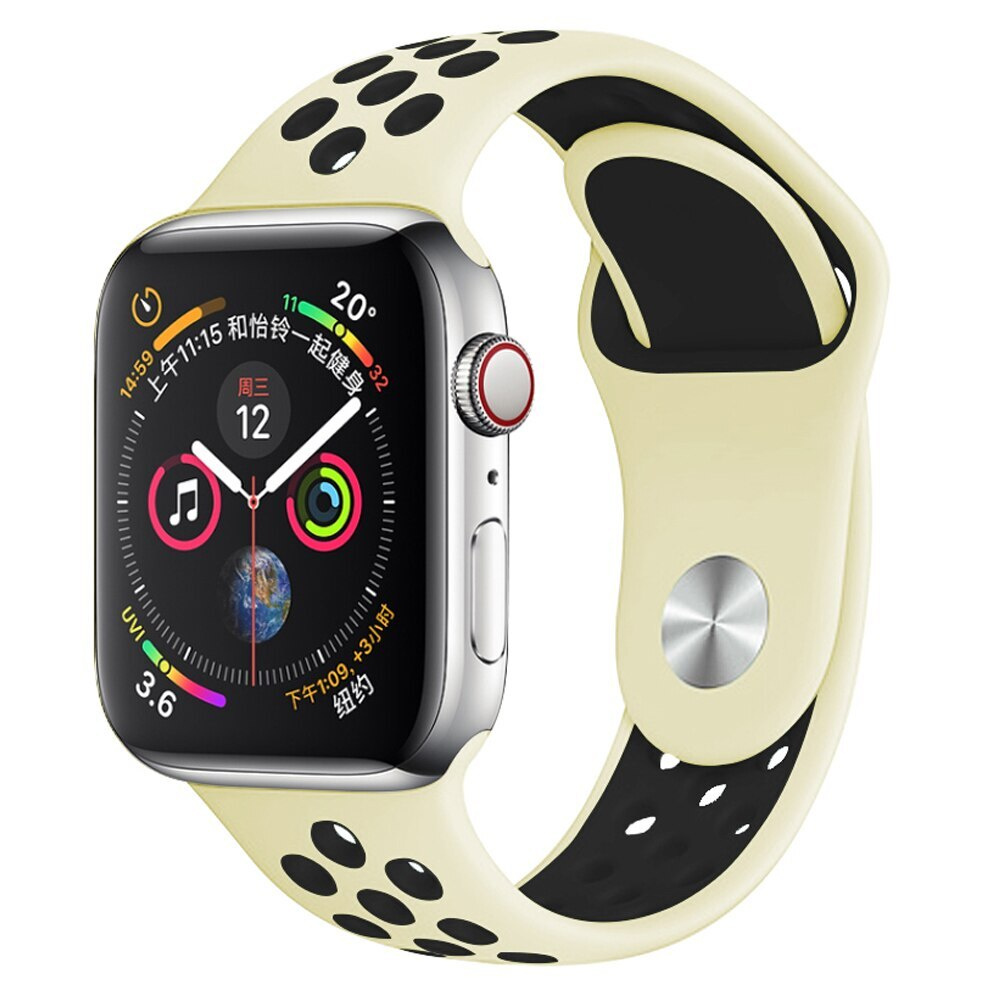 Силиконовый ремешок для часов Apple Watch 38/40/41 мм / Ремешок на часы эпл вотч 38/40/41 мм светло-оливковый/черный #1