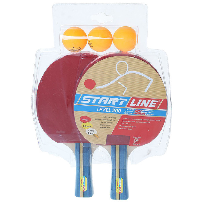 Start Line Набор для настольного тенниса, состав комплекта: 2 ракетки, 3 мяча  #1