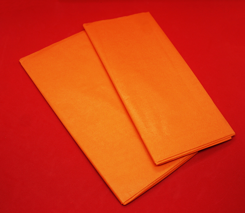 Бумага упаковочная тишью 30 листов 51x66см. цвет оранжевый  #1