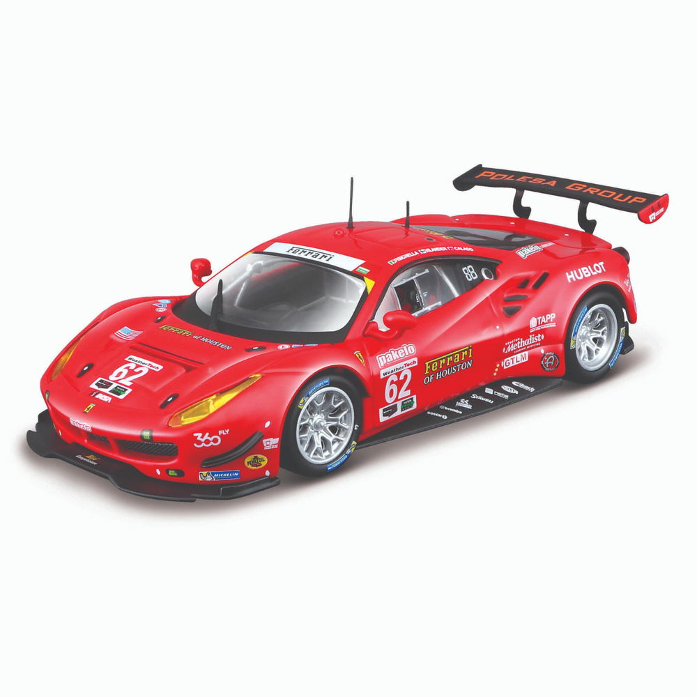 Машинка металлическая Ferrari Racing 488 GTE 2017, резиновые колеса, масштабная коллекционная модель #1