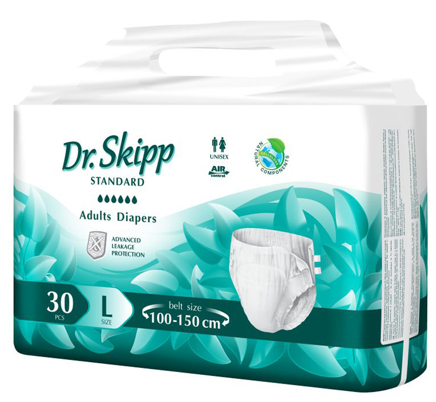Подгузники трусики для взрослых Dr.Skipp Standard, размер L-3, (100-150 см), 30 шт.  #1