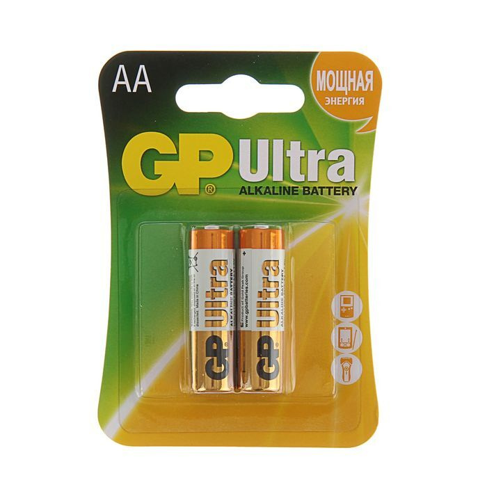 Батарейка алкалиновая Ultra, AA, LR6-2BL, 1.5В, блистер, 2 шт. #1
