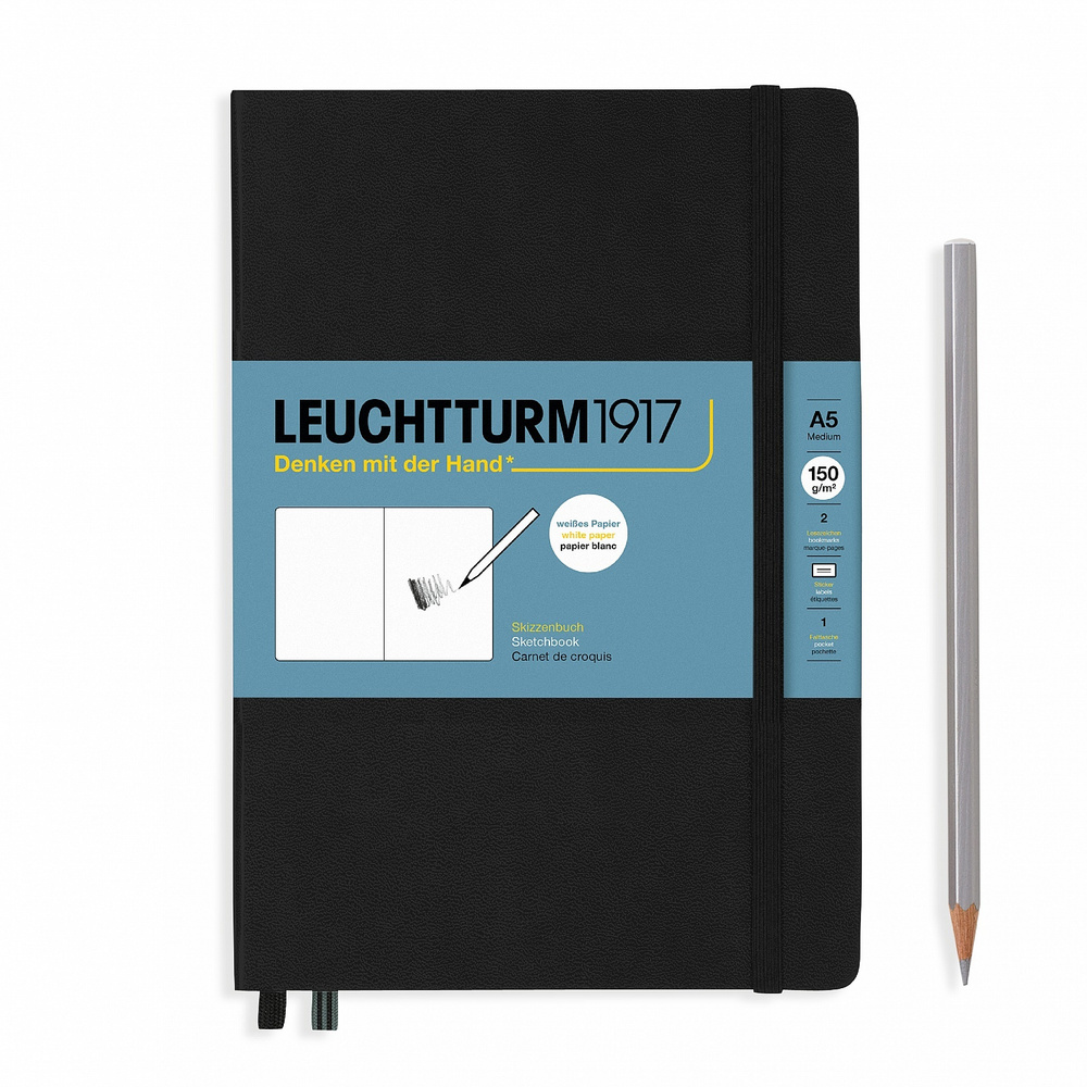 Скетчбук для рисования Leuchtturm1917 A5 (14.5x21см.), 150г/м2, 112 стр. (56 л.), без линовки, твердая #1