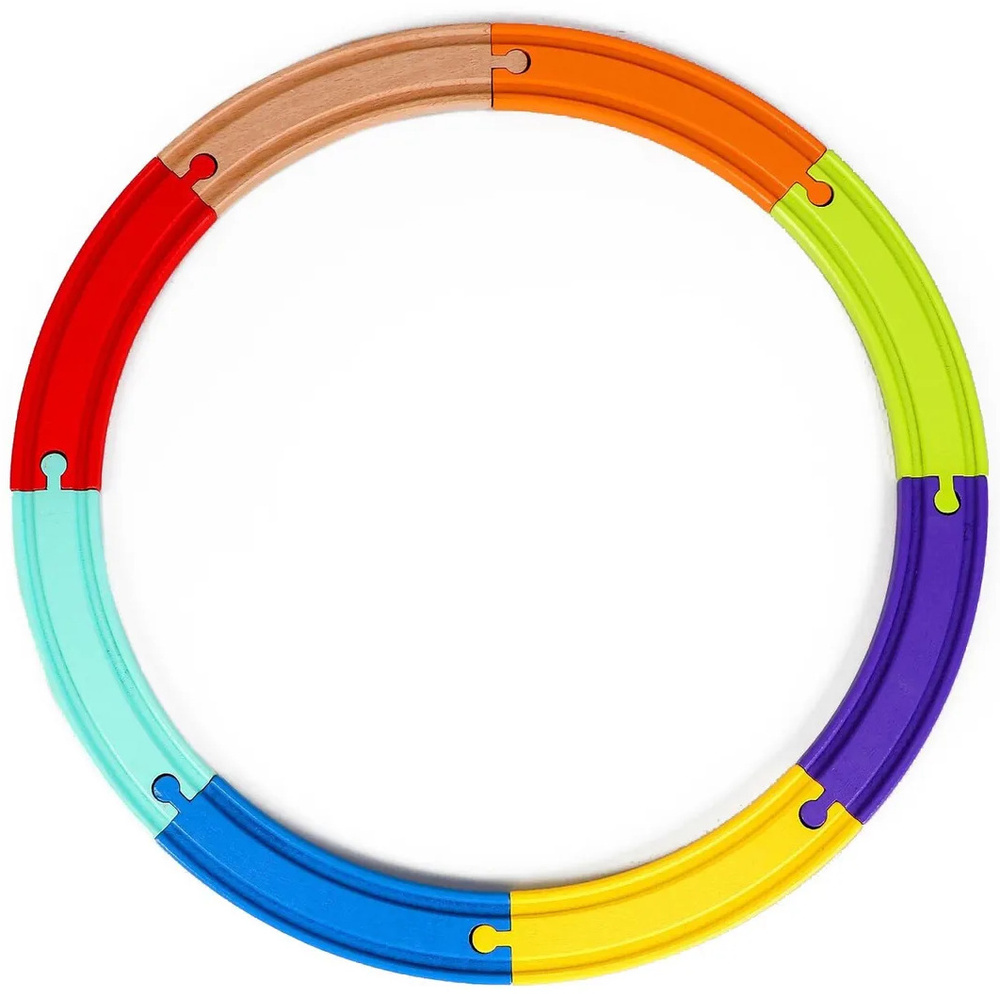 Рельсы для железной дороги, детский железнодорожный транспортный набор из 8 разноцветных деревянных деталей #1