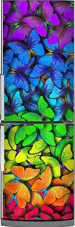 Магнитная картина на холодильник "Разноцветные бабочки". Размер 60*200см. Магнит плакат для дома, интерьерные #1