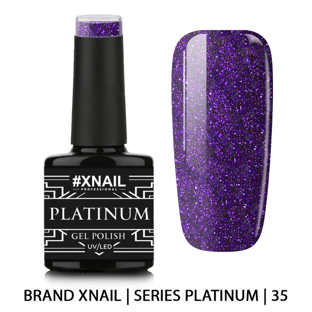 Xnail Professional Цветной гель лак для ногтей, маникюра, эффект жидкой фольги PLATINUM,10мл  #1