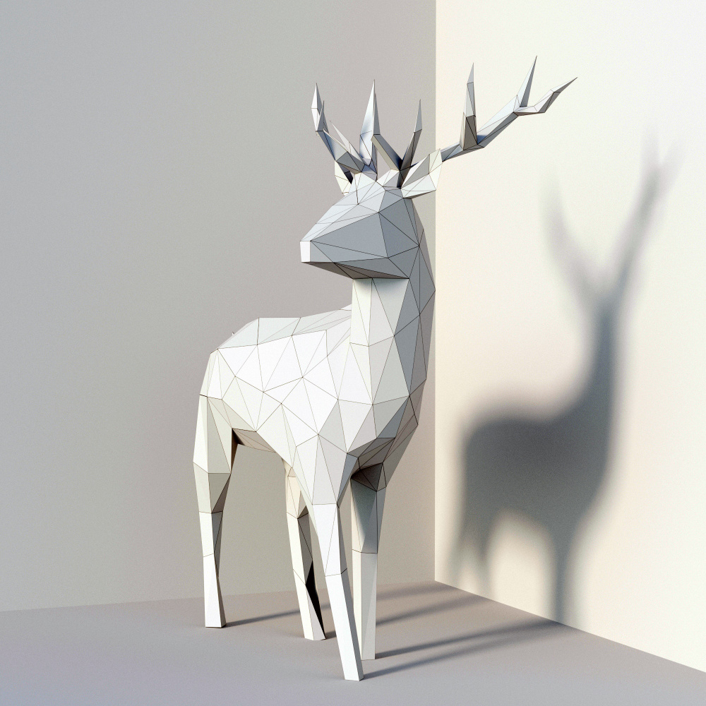 3D-конструктор для сборки оригами "Северный олень" (Большой), Украшение для дома  #1