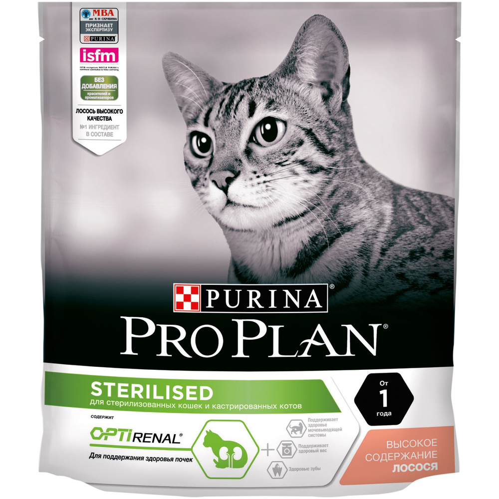 Сухой корм Pro Plan Sterilised для кастрированных котов и стерилизованных кошек с лососем, 400 г.  #1
