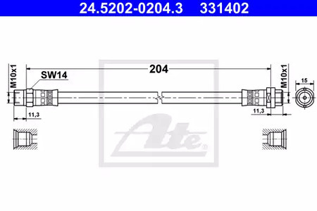 Ate Шланг тормозной для автомобиля, арт. 24-5202-0204-3, 1 шт. #1