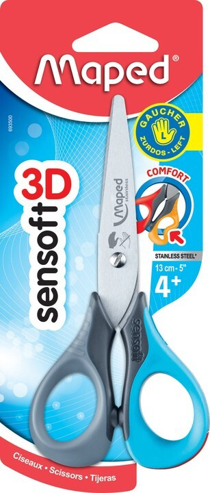 Ножницы 13 см MAPED SENSOFT 3D, д/ЛЕВШЕЙ, симметричные, ассорти, в блистере  #1