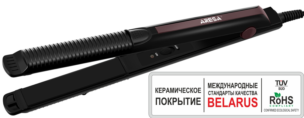 Стайлер для моделирования прически ARESA AR-3331, керамическое покрытие, черный, утюжок для выпрямления #1
