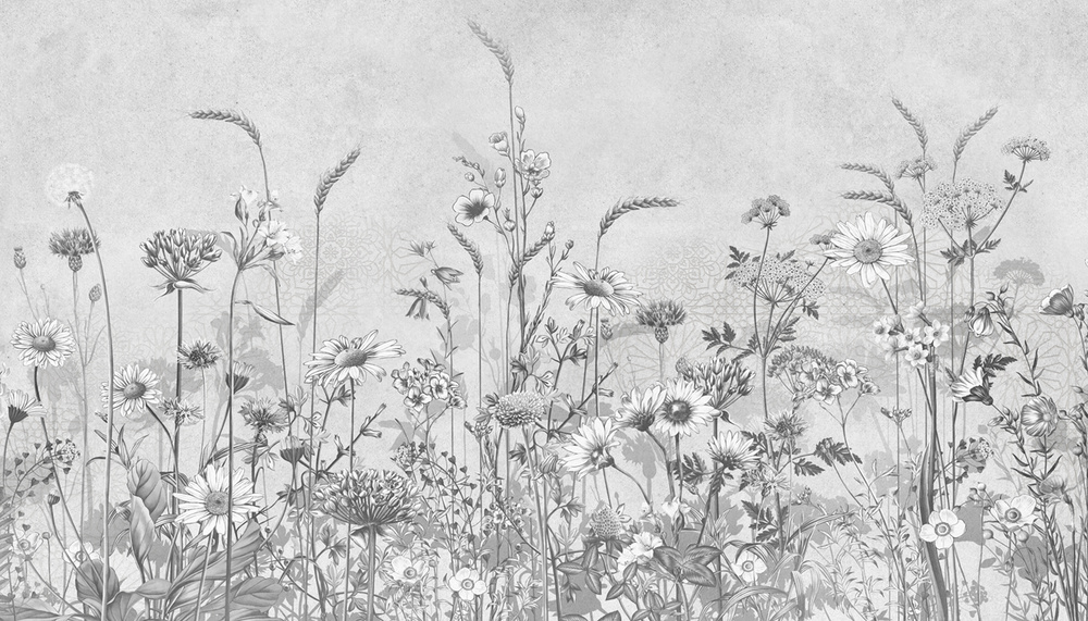 Фотообои флизелиновые на стену 3д GrandPik 4499 "Цветы в траве" (ШхВ), 420х240 см  #1