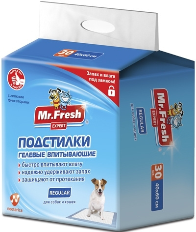 Подстилки гелевые впитывающие для собак и кошек 40*60*30шт Mr. Fresh  #1