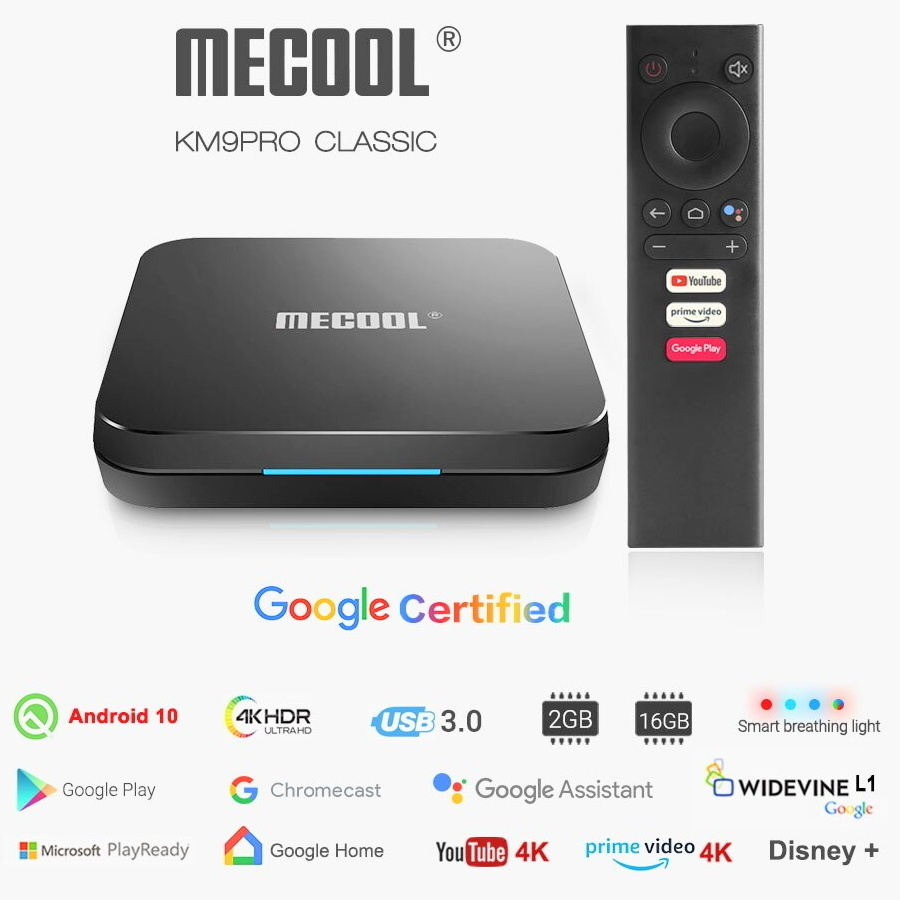 Mecool Медиаплеер KM9 pro classic Android, 2 ГБ/16 ГБ, Wi-Fi, черный матовый  #1