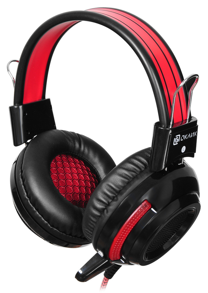 Игровые наушники с микрофоном Оклик HS-G300 ARMAGEDDON, накладные, проводные 2.3м, черно-красные  #1