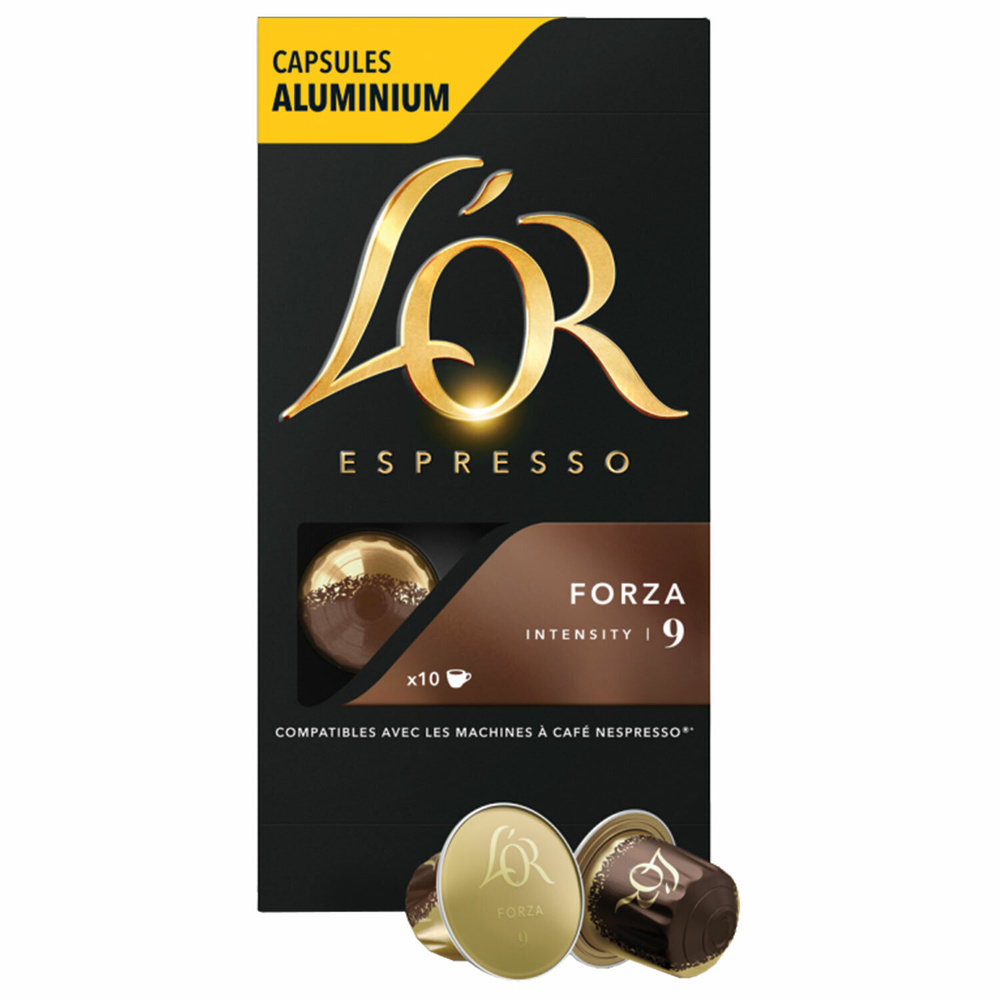 Кофе в алюминиевых капсулах L'OR "Espresso Forza" для кофемашин Nespresso, 10 порций, 4028605  #1
