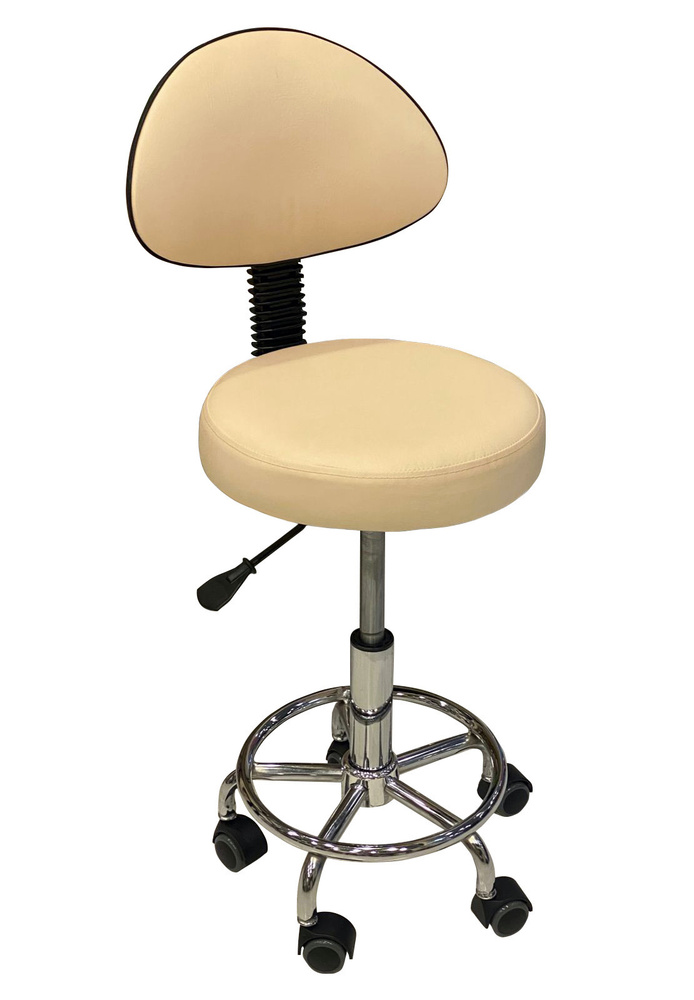 Your Stol Бежевый стул со спинкой для косметолога, лешмейкера, массажиста, бровиста с регулировкой высоты #1