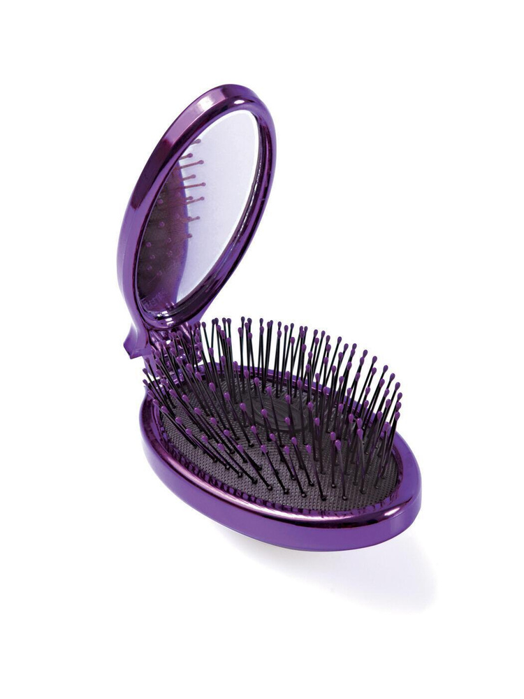 Wet brush Мини расческа для спутанных волос раскладная с зеркалом (фиолетовая) MINI POP FOLD PURPLE  #1