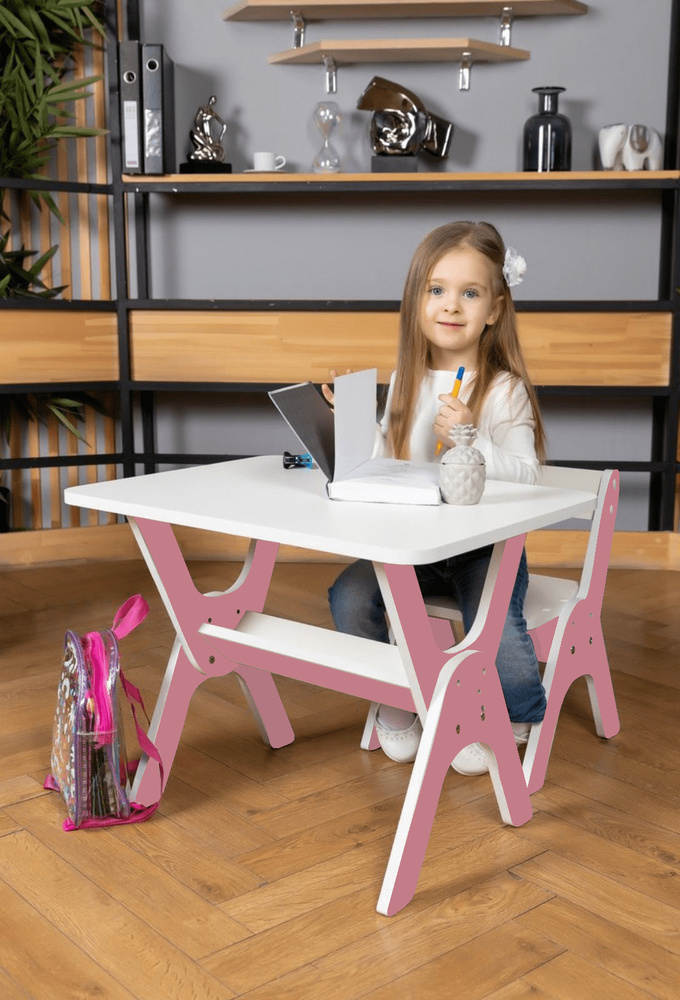 Детская растущая парта и стул "Умка", цвет розовый/Детская парта и стул/Растущая мебель  #1