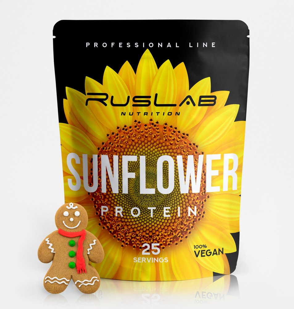 SUNFLOWER PROTEIN-протеин подсолнечный,растительный протеин,веганский протеин,БЕЗ ГМО (800гр),вкус имбирный #1