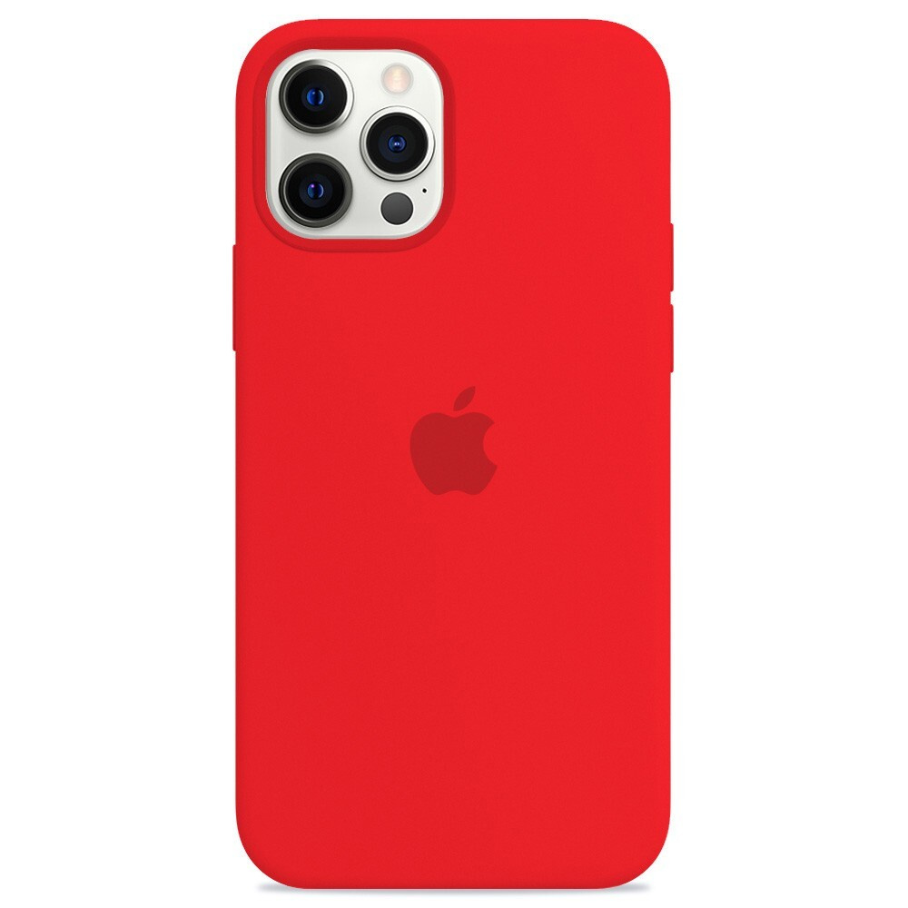 Силиконовый чехол для смартфона Silicone Case на iPhone 13 PRO / Айфон 13 ПРО с логотипом, красный  #1