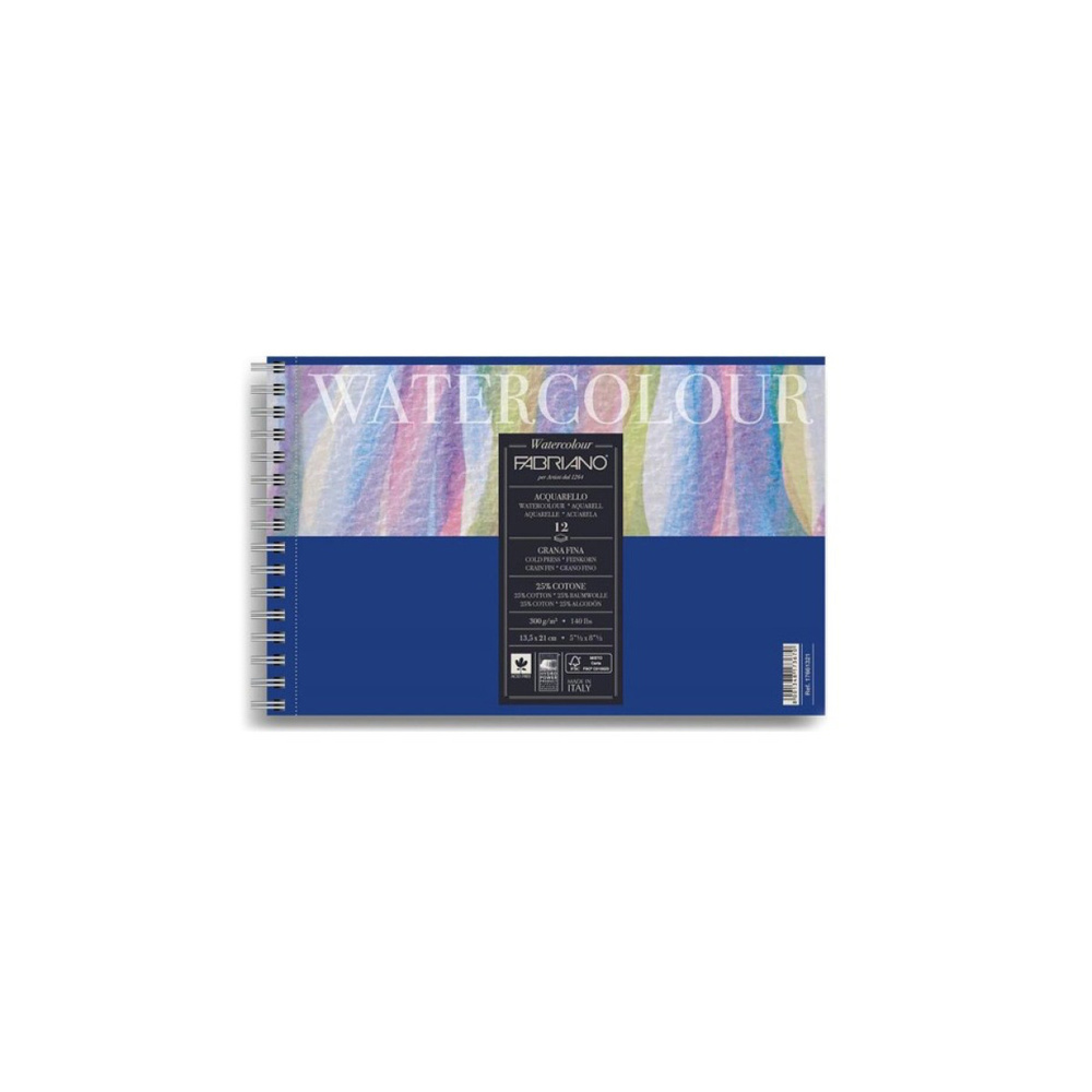Альбом для акварели Fabriano "Watercolour" 13,5x21см, 12л, 300 гр/м (сold pressed)  #1