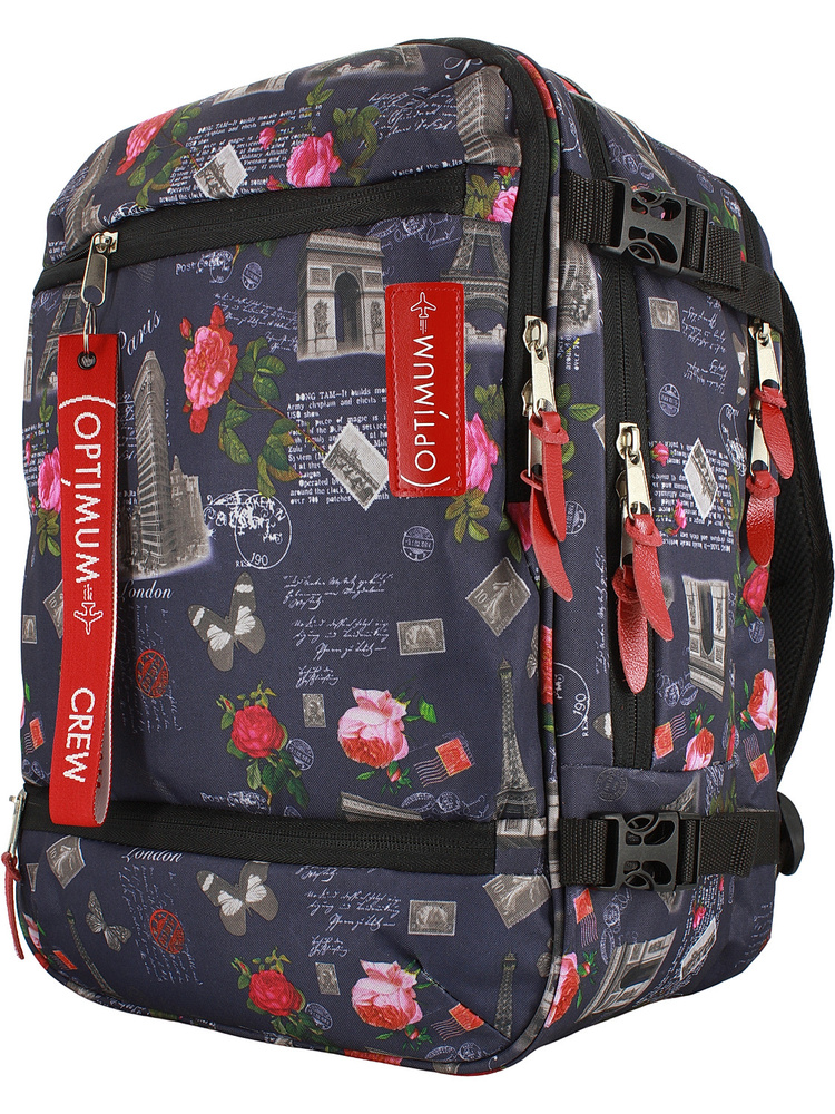 Рюкзак сумка чемодан для Визз Эйр ручная кладь 40 30 20 24 литра Optimum Wizz Air RL, цветы  #1